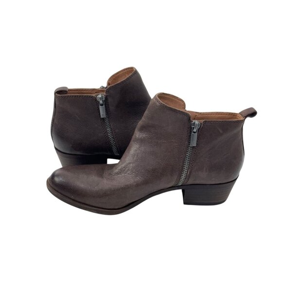 Lucky Brand Women Brown Leather Ankle Booties Size 9M Side Zipper Block Heels - Picture 6 of 16